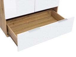 Arte Zele 90 Cm 2 Door Wardrobe With Drawer Oak Wotan White Gloss - thumbnail 5