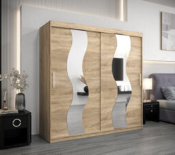 Arte Seville Mirrored Sliding Door Wardrobe With Shelves And Hanging Rails In Oak Sonoma (H)2000mm (W)2000mm (D)620mm - thumbnail 2
