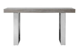 Orsina Contemporary Grey Elm Wood Console Table, Luxe Natural Elm With Stainless Steel Legs, U-Shape Hallway Table - thumbnail 5