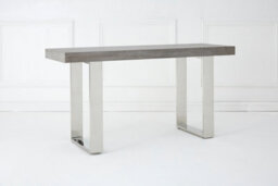 Orsina Contemporary Grey Elm Wood Console Table, Luxe Natural Elm With Stainless Steel Legs, U-Shape Hallway Table - thumbnail 3