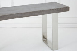 Orsina Contemporary Grey Elm Wood Console Table, Luxe Natural Elm With Stainless Steel Legs, U-Shape Hallway Table - thumbnail 2