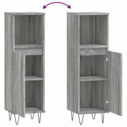 Vidaxl Bathroom Cabinet Grey Sonoma 30X30X100 Cm Engineered Wood - thumbnail 9