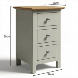 Sage Green Oak Veneer 3 Drawer Slim Bedside Table Nightstand Painted Finish - thumbnail 2