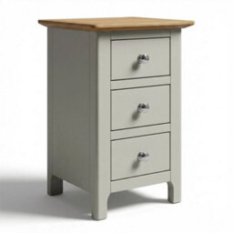 Sage Green Oak Veneer 3 Drawer Slim Bedside Table Nightstand Painted Finish - thumbnail 3