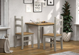 Core Products Pair Of Corona Grey Solid Pine Chairs, Grey Wax Finish With Antique Wax Seat H100.0Cm X W40.5Cm X D47.0Cm - thumbnail 1