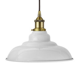 Pale Grey St Edmund's Painted Dome Pendant Light With Matt Antique Brass Lamp Holder And Black Round Cable - Se Home - thumbnail 1