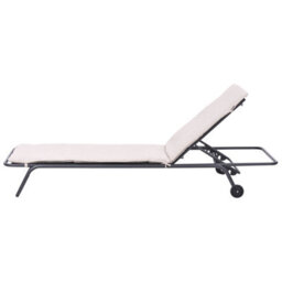 Beliani Sun Lounger Volterra Reclining Metal Beige - thumbnail 5