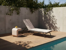 Beliani Sun Lounger Volterra Reclining Metal Beige - thumbnail 2