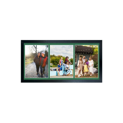 AK Frames 16X8 Pastel Pink Sleek Multi Photo Frame With Emerald Mount - Holds 3 Apertures (3X) 7X5 Photos - image 1
