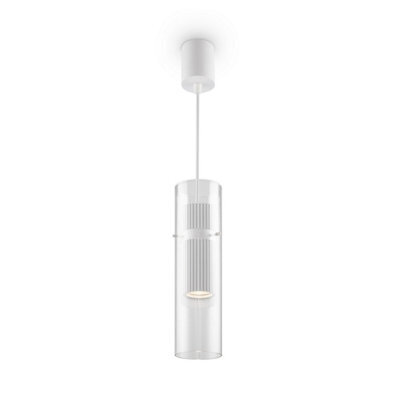 Luminosa Lighting Luminosa Dynamics Modern Slim Pendant Ceiling Light White 1Xgu10 Glass Shade