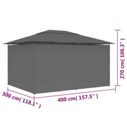 Berkfield Garden Marquee With Curtains 4X3 M Anthracite - thumbnail 9