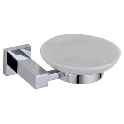 Plum&clay Tate Wall Mounted Bathroom Soap Holder Chrome & Ceramic Dish - image 1
