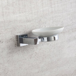 Plum&clay Tate Wall Mounted Bathroom Soap Holder Chrome & Ceramic Dish - thumbnail 2