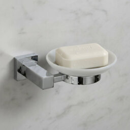 Plum&clay Tate Wall Mounted Bathroom Soap Holder Chrome & Ceramic Dish - thumbnail 4