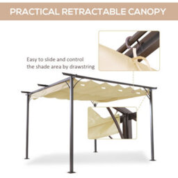 Outsunny 3.5X3.5M Pergola Metal Gazebo Backyard Porch Awning Retractable Canopy - thumbnail 5