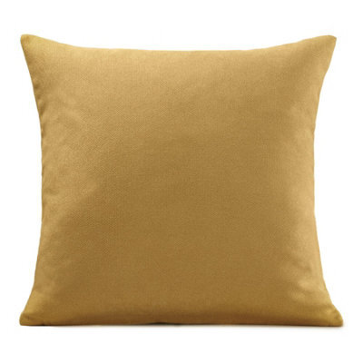 Luxury Living Plain Velvet Chenille Cushion Ochre - image 1