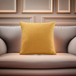 Luxury Living Plain Velvet Chenille Cushion Ochre - thumbnail 2