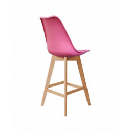Fusion Living Soho Bright Pink Plastic Bar Stool With Light Wood Legs - thumbnail 3