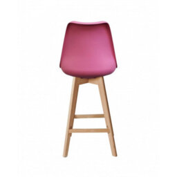 Fusion Living Soho Bright Pink Plastic Bar Stool With Light Wood Legs - thumbnail 4