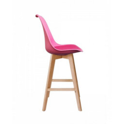 Fusion Living Soho Bright Pink Plastic Bar Stool With Light Wood Legs - thumbnail 5