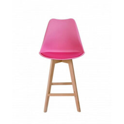 Fusion Living Soho Bright Pink Plastic Bar Stool With Light Wood Legs - thumbnail 6