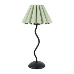 Valuelights Wiggle Black Metal Single Stem Table Lamp With Sage Green Scallop Tapered Lamp Shade - thumbnail 2