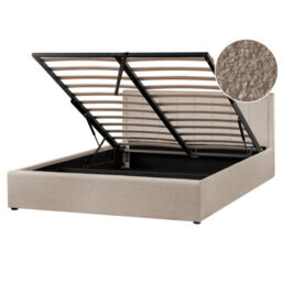 Beliani Ottoman Bed Boucle Montlaur 160 X 200 Cm (Eu King Size) Taupe - thumbnail 1