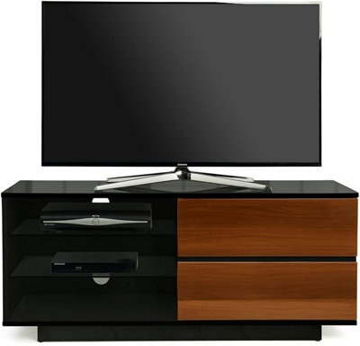 "Homeology Gallus Gloss Black With 2-Walnut Drawers And 2 Shelves Up To 55"" Led/lcd/plasma Cabinet Tv Stand" - image 1