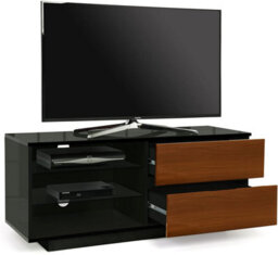 "Homeology Gallus Gloss Black With 2-Walnut Drawers And 2 Shelves Up To 55"" Led/lcd/plasma Cabinet Tv Stand" - thumbnail 4