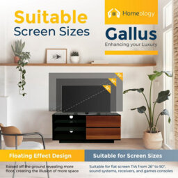 "Homeology Gallus Gloss Black With 2-Walnut Drawers And 2 Shelves Up To 55"" Led/lcd/plasma Cabinet Tv Stand" - thumbnail 5