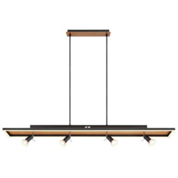 Luminosa Lighting Luminosa Ida Bar Pendant Ceiling Light Matt Black 2X Led - thumbnail 3