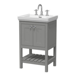 Dezine Colorado 500mm Cool Grey 3 Tap Hole Floorstanding Vanity Unit - thumbnail 1