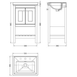 Dezine Colorado 500mm Cool Grey 3 Tap Hole Floorstanding Vanity Unit - thumbnail 3