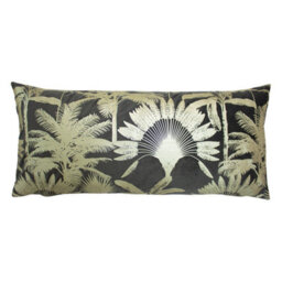 Paoletti Malaysian Palm Foil Printed Velvet Cushion Cover - thumbnail 1