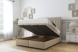 "Sloomy Kingsley Almond Coniston Ottoman Bed Base With 26"" Strutted Headboard 3' Single" - thumbnail 2
