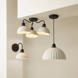 Valuelights Bourton Pair Of Matte Black Wall Lights With Ribbed Dome Shade - thumbnail 7