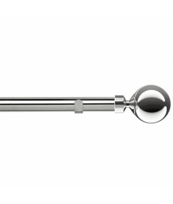 Unknown 28mm Fixed Length Metal Eyelet Curtain Pole Set In Chrome - Sphere Finial, 370Cm - image 1