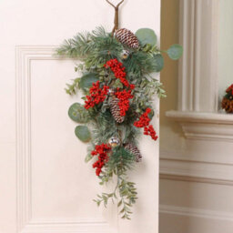 Dibor Traditional Jingle Bell Red Berry Door Christmas Decoration Swag 58Cm - thumbnail 4
