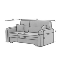 Amerykanka Laine 3 Black Compact Sofa Bed With Storage And Decorative Cushions - thumbnail 6