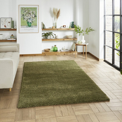 Green Plain Shaggy 45mm Thick Rug, Stain-Resistant Modern Rug For Bedroom, Dining Room, & Living Room-200Cm X 290Cm - image 1