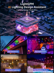 Lepro Zb1 Ai Outdoor String Lights 30M, Ip65 Waterproof, Warm White & Rgb Colour Changing, Works With Alexa, 2.4G Wifi, No Remote - thumbnail 3
