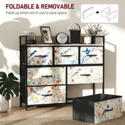 Homcom 7-Drawer Chest Of Drawers, Fabric Dresser, White - thumbnail 6