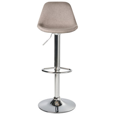 Wyld and Coco Taupe Fabric Bar Stool With Chromed Silver Legs, Swivel And Height Adjustment, 80-102 Cm. - image 1