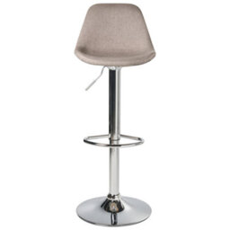 Wyld and Coco Taupe Fabric Bar Stool With Chromed Silver Legs, Swivel And Height Adjustment, 80-102 Cm. - thumbnail 1
