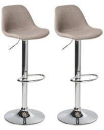 Wyld and Coco Taupe Fabric Bar Stool With Chromed Silver Legs, Swivel And Height Adjustment, 80-102 Cm. - thumbnail 3