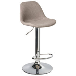 Wyld and Coco Taupe Fabric Bar Stool With Chromed Silver Legs, Swivel And Height Adjustment, 80-102 Cm. - thumbnail 5
