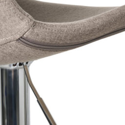 Wyld and Coco Taupe Fabric Bar Stool With Chromed Silver Legs, Swivel And Height Adjustment, 80-102 Cm. - thumbnail 8