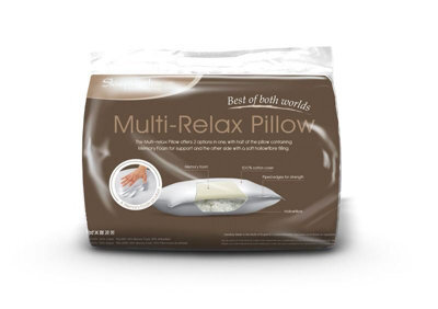 "Sleepworks Multi-Relax, Dual Layer Memory Foam & Hollowfibre Pillow Side Sleeper 230Tc Cotton 48Cm X 74Cm (19"" X 29"")" - image 1