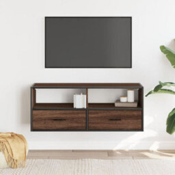 Berkfield Industrial Tv Cabinet Brown Oak 100X31X39.5 Cm Engineered Wood And Metal - thumbnail 3