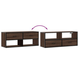 Berkfield Industrial Tv Cabinet Brown Oak 100X31X39.5 Cm Engineered Wood And Metal - thumbnail 7